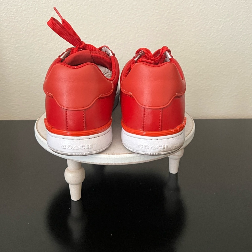 Coach Men's Clip Leather Low Top Bold Red Sneakers 9.5 C3408 - Picture 2 of 10